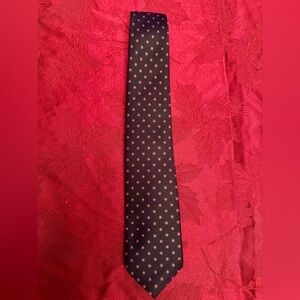 Glenora Men’s Pure Silk Necktie Navy with Red dotted pattern